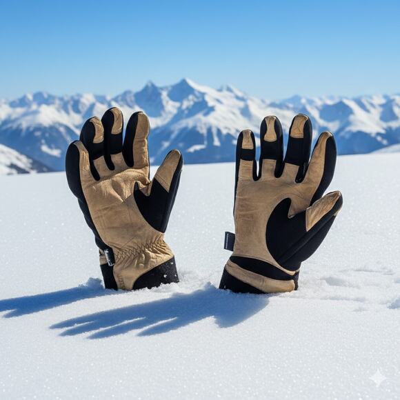 KOMBI Windstopper Winter Gloves Size Large – Leather Palm Black/Tan – Ski Work - Picture 3 of 5